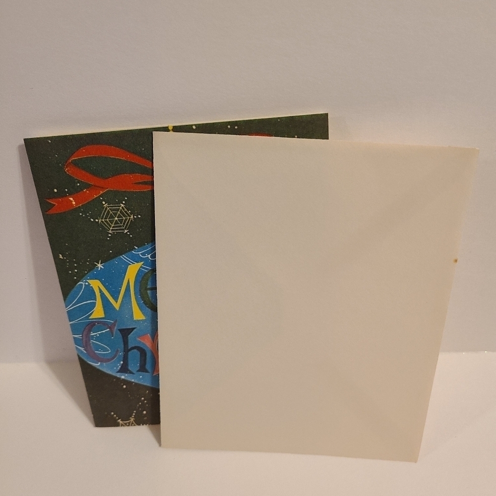 Vintage Blue & Black Christmas Ornament Christmas Card - New with Envelope - Picture 4 of 4